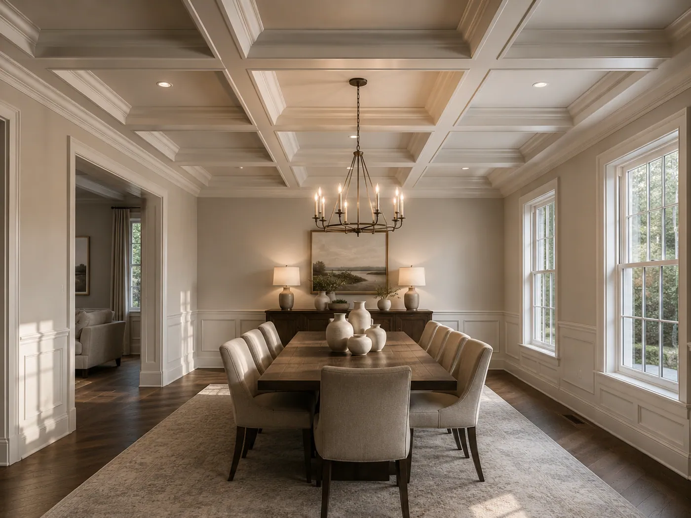 Finished dining space with coordinated openings and trim.